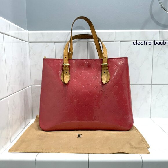 Authentic Louis Vuitton Monogram Vernis Brentwood Tote in Framboise - GUC - Picture 10 of 16